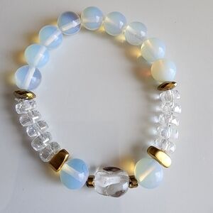 Elegant Lunar Stone  Beaded Bracelet